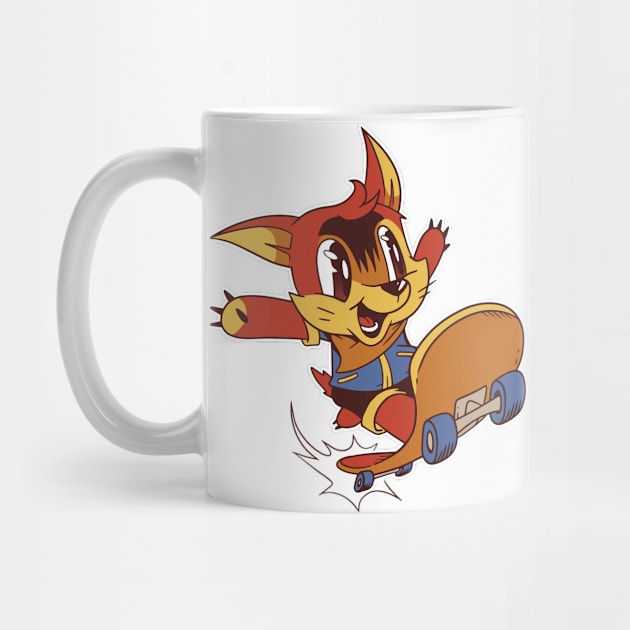 Cute Cartoon Skater Fox Graphic Design by CoolArts